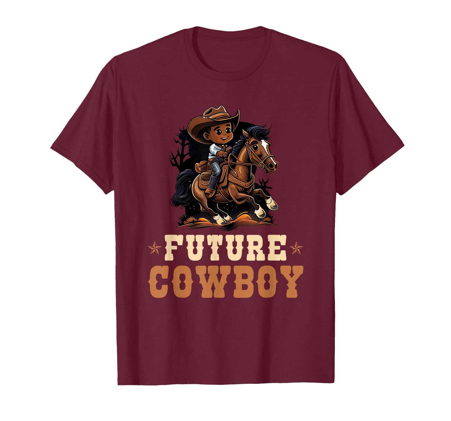 Future Cowboy, African American Rodeo Cowboy Boy Kids T-Shirt