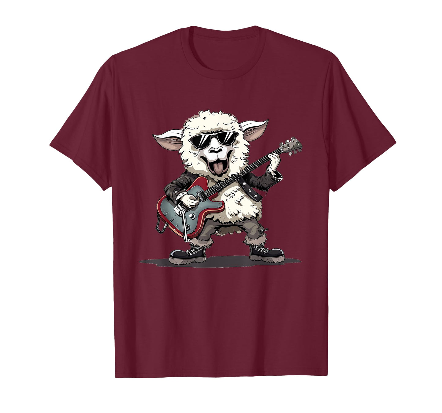 Rock and Roll Sheep with Electric Guitar Style T-Shirt
