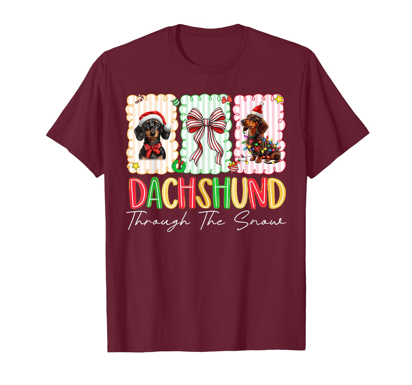 Funny Wiener Christmas Dog Dachshund Through The Snow T-Shirt