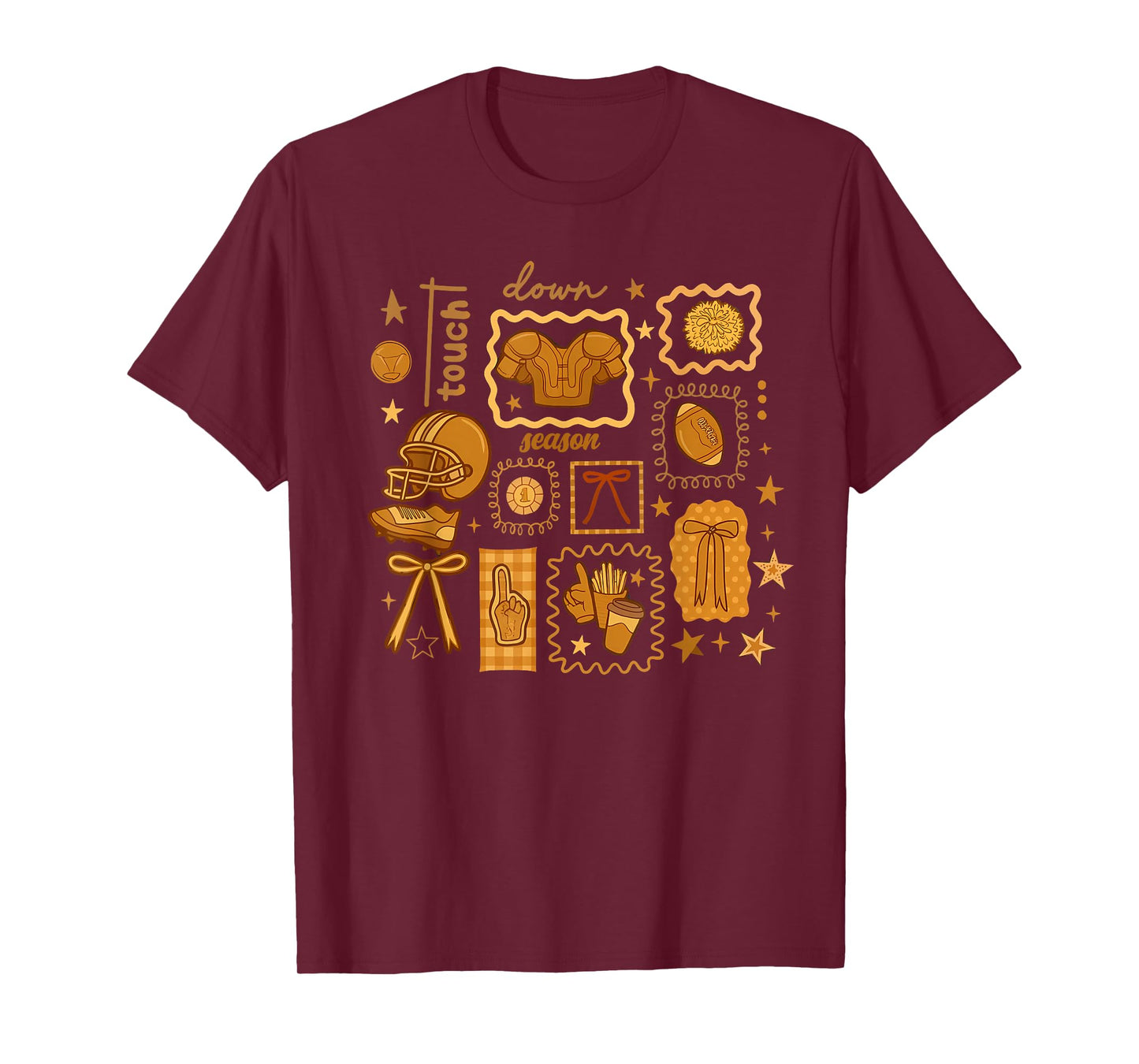 Touchdown Season, Fall Football Collage,Fall Autumn Game Day T-Shirt