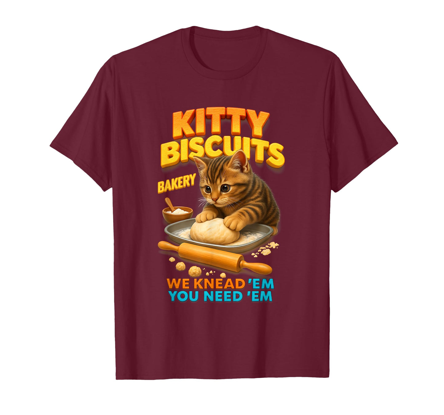 Kitty Biscuits Bakery Cat Dough Kneading Baker Pet Lover T-Shirt