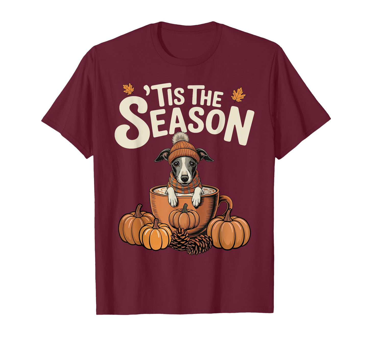 Tis The Season Greyhound Fall Coffee Autumn Pumpkin Spice T-Shirt
