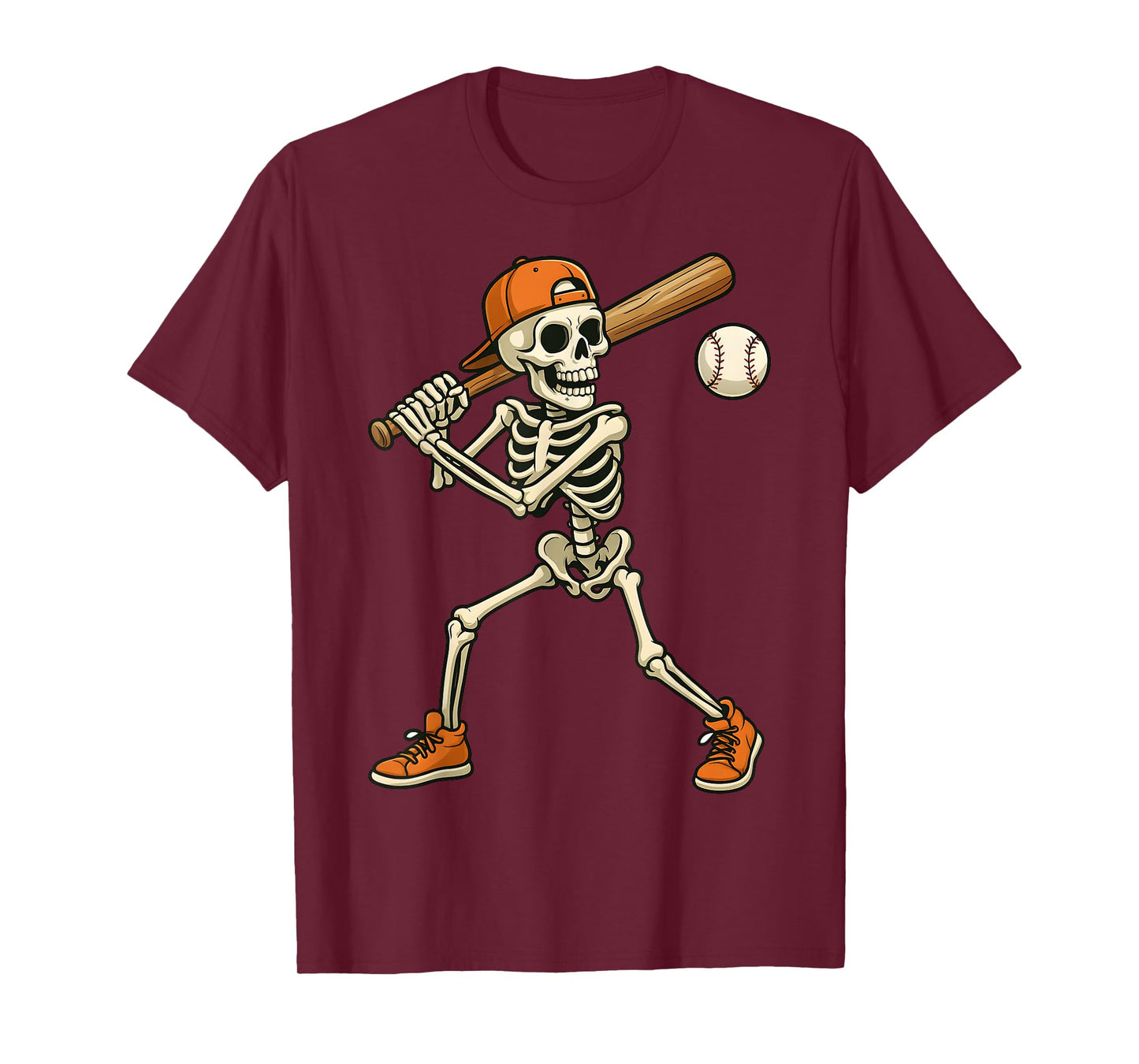 Halloween Skeleton Baseball Costume Funny Men Boys Kids T-Shirt