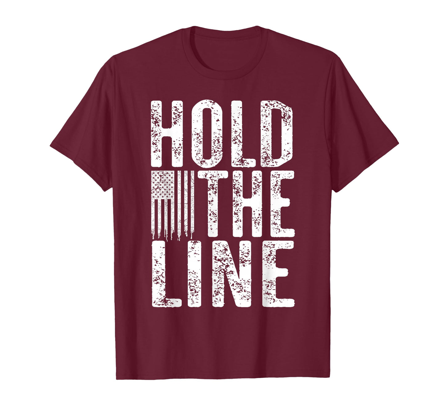 Hold The Line with Vintage American Flag Grunge Distressed T-Shirt