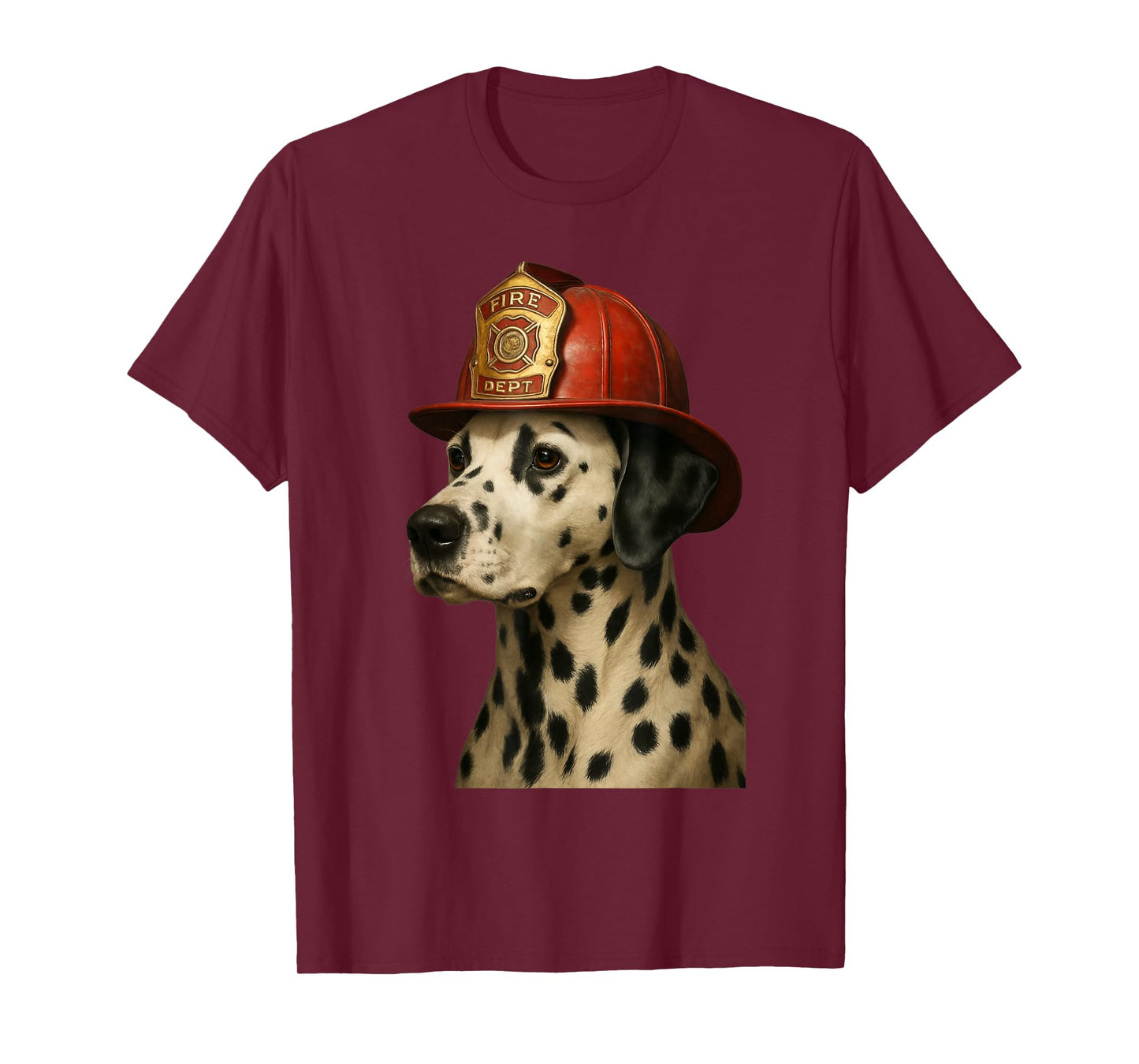 Dalmatian Firehouse Dog Firefighter Hat Fireman Boys Kids T-Shirt