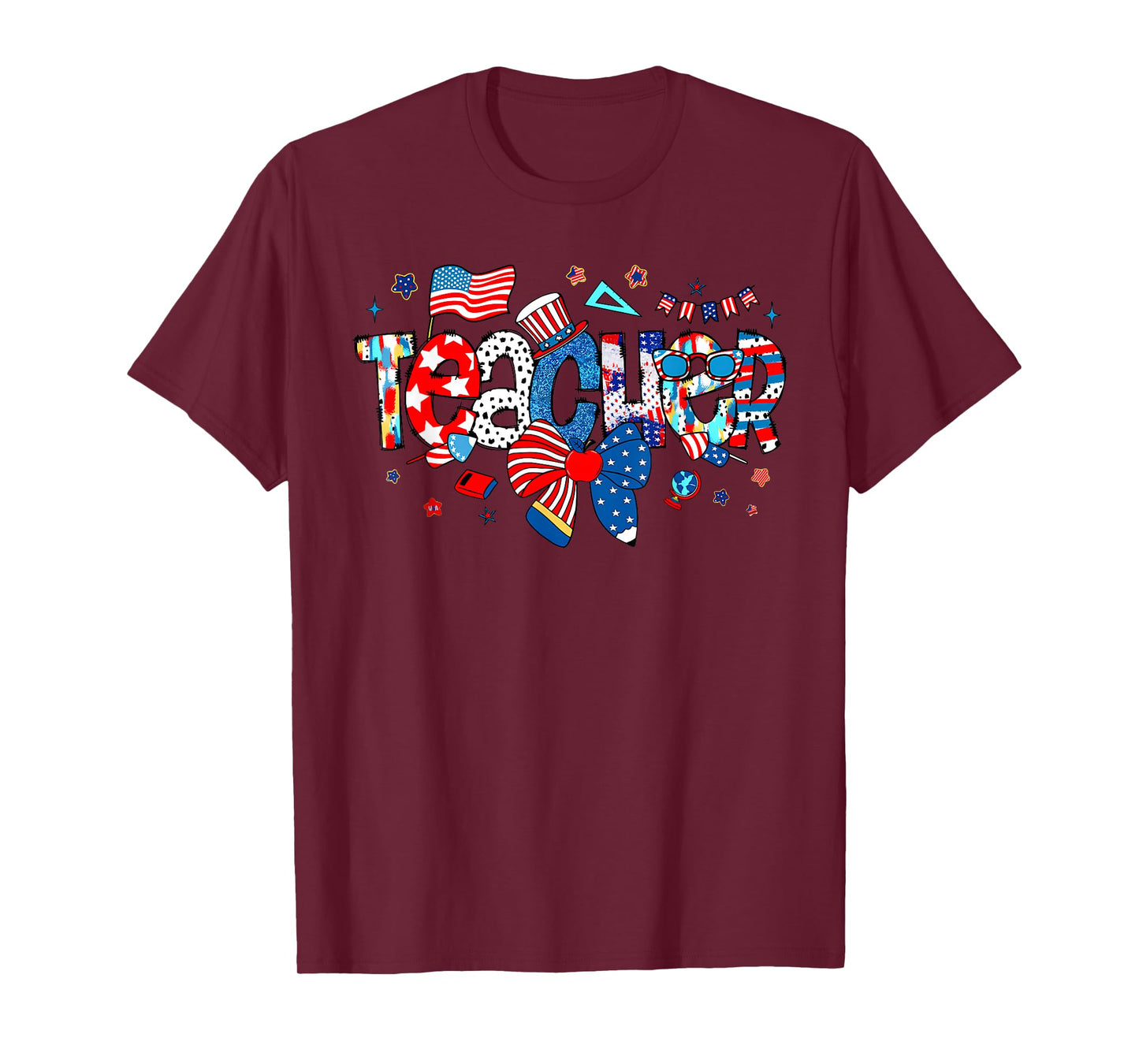 American Flag 4th of July Patriotic Teacher Life Men Women T-Shirt