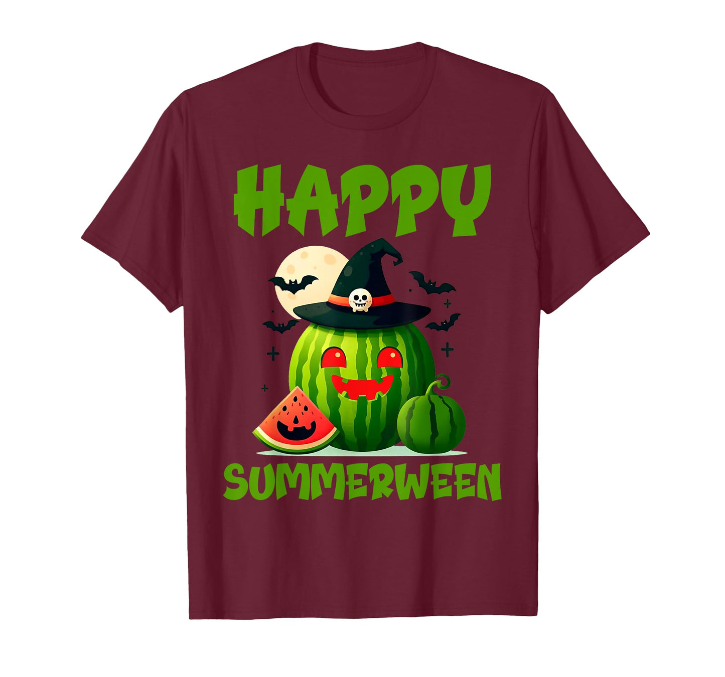 Happy Summerween Summer Watermelon Jack-o-lantern Halloween T-Shirt for Men Women