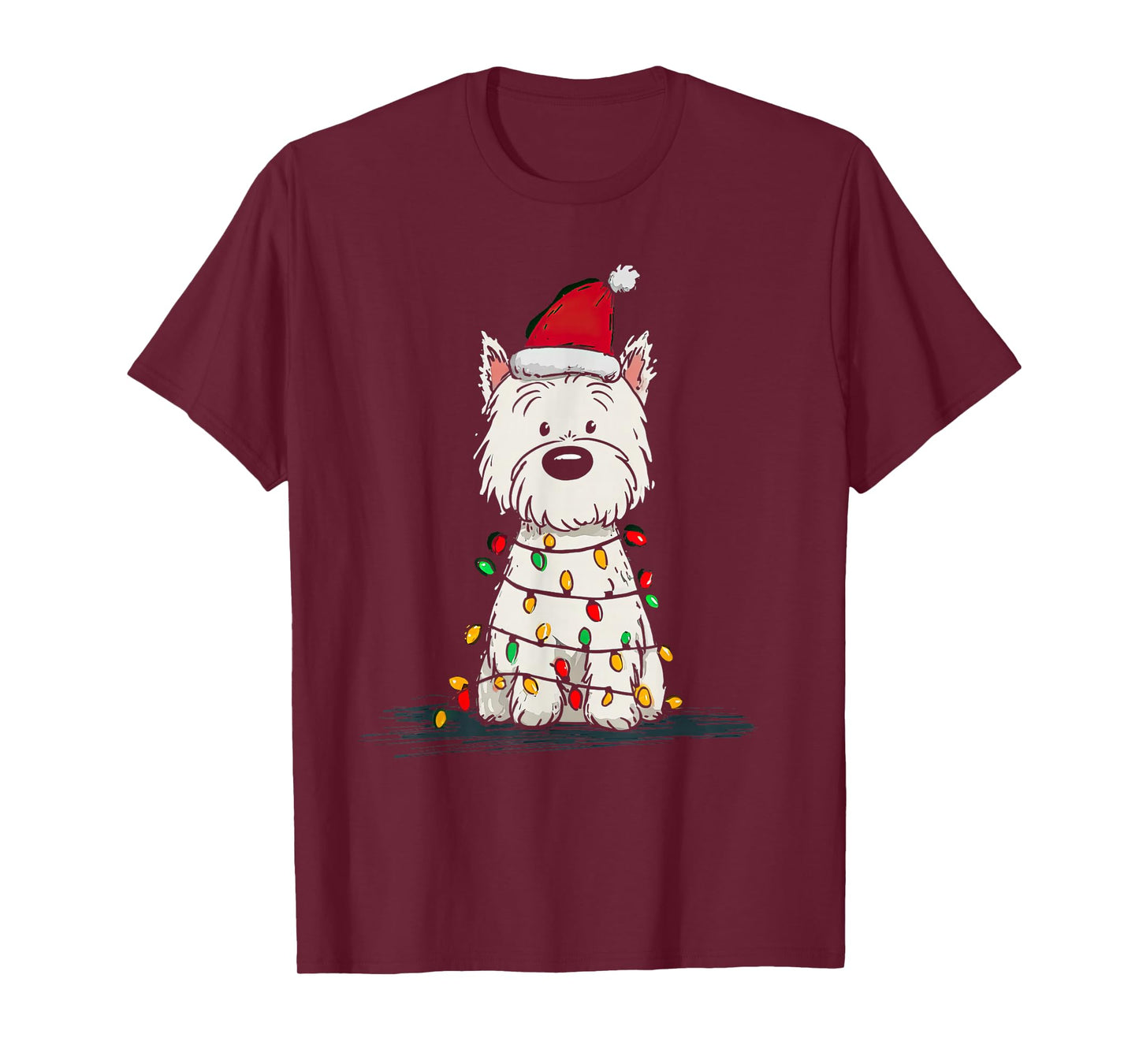 West Highland White Terrier Christmas Graphics Dog Lights T-Shirt