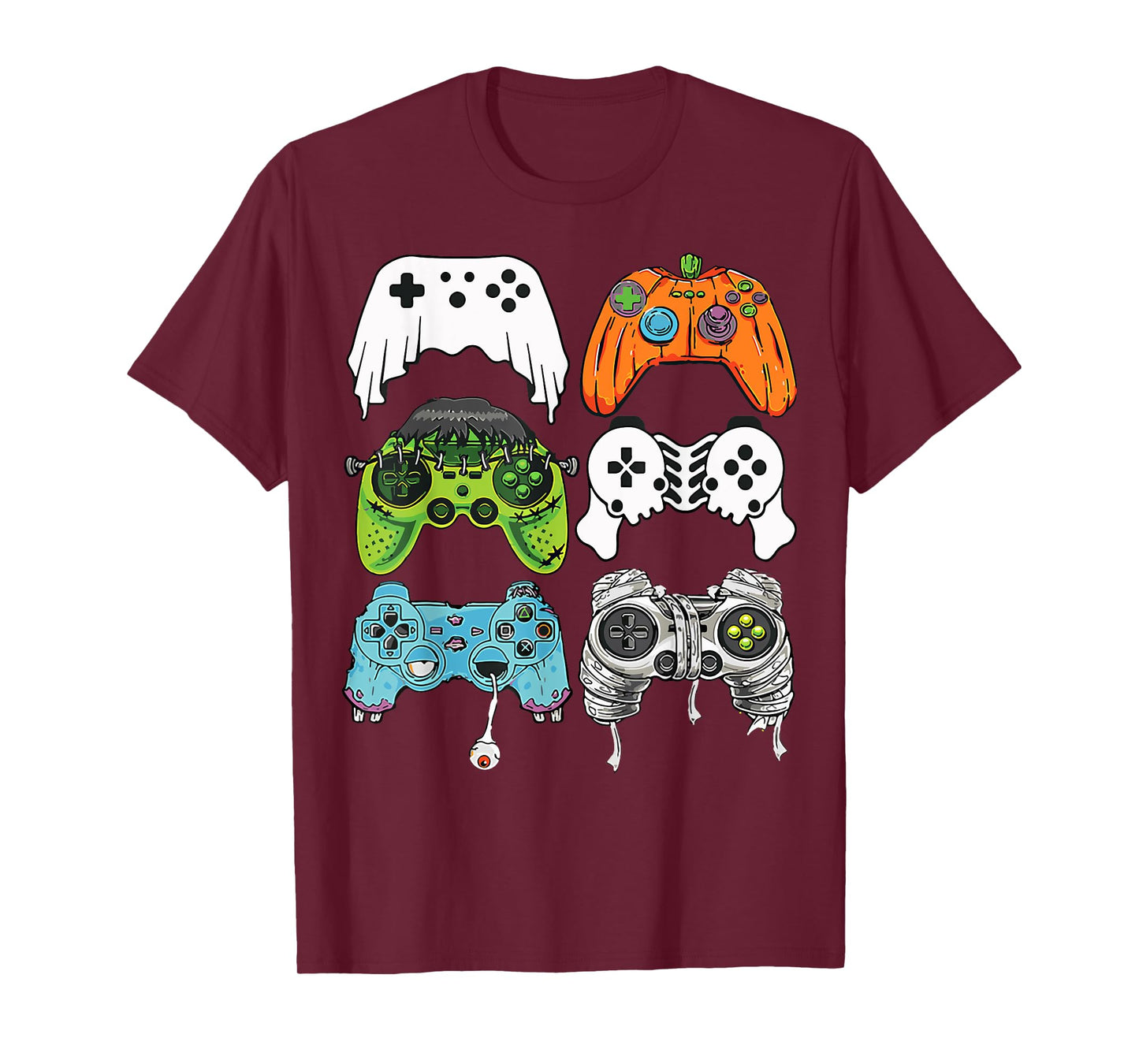 Halloween Skeleton Zombie Gaming Controllers Mummy Boys Kids T-Shirt