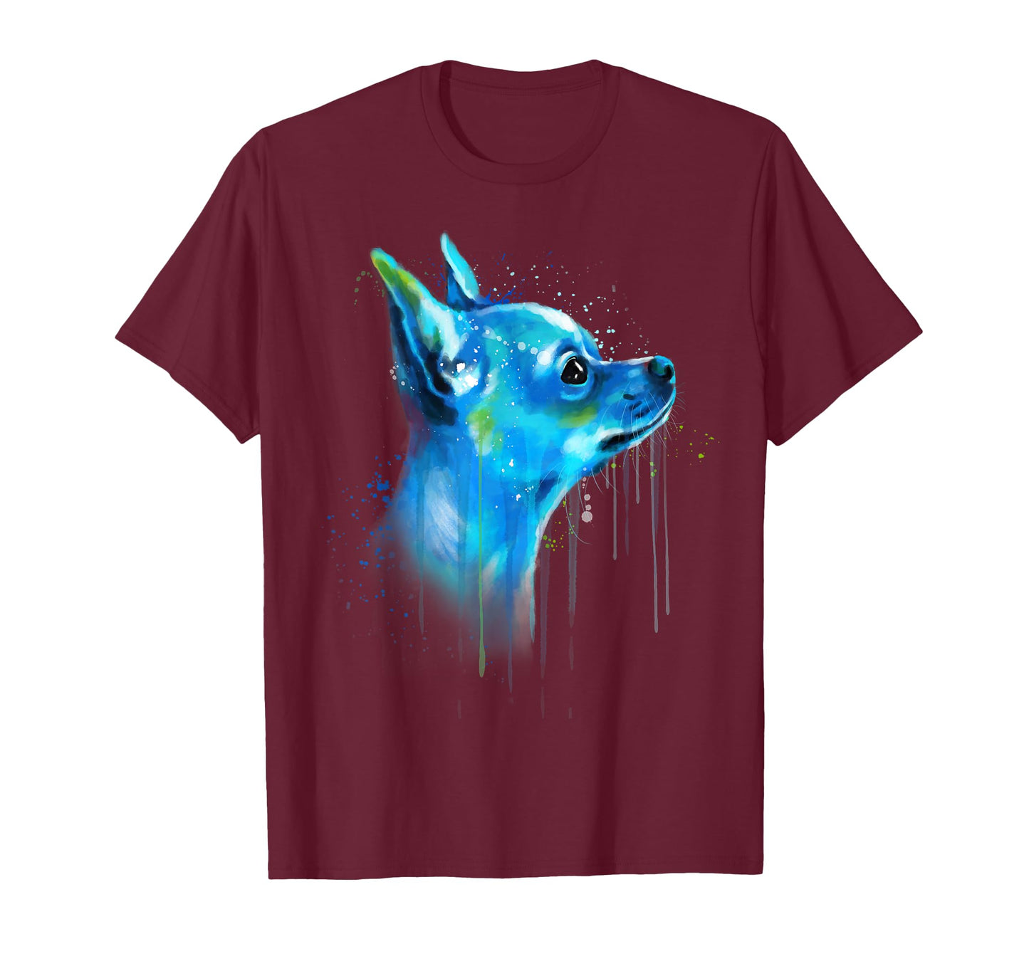 Cute Chihuahua Watercolor Painting Art T-Shirt Small