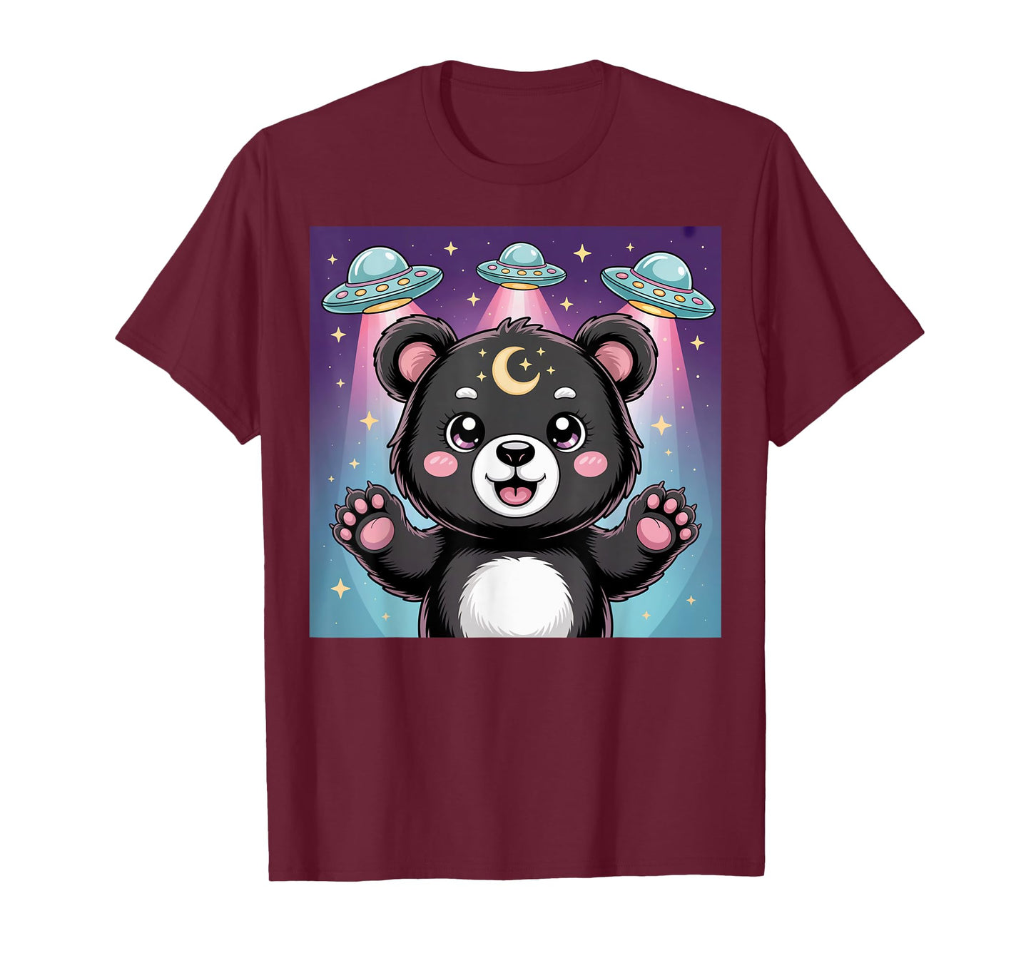 Bear Alien UFOs Aesthetic Kawaii Goth Girl Clothes Pink Goth T-Shirt