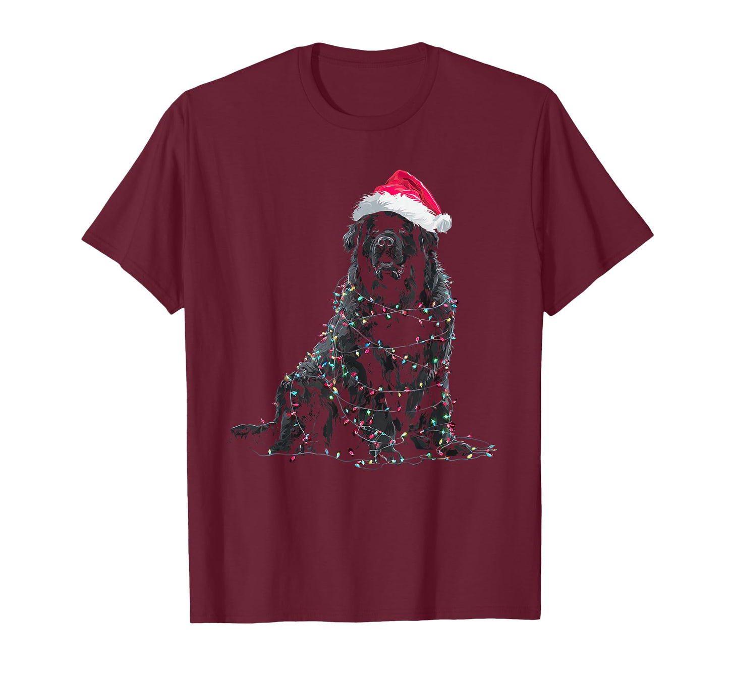Funny Newfoundland Christmas Graphic Dog Lights Lover Newfie T-Shirt
