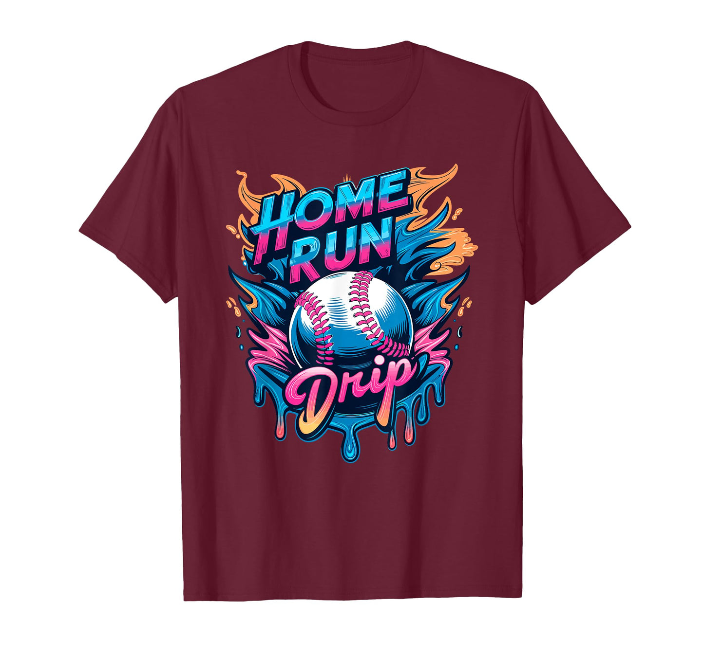 Baseball Home Run Drip Ice Cream Drip Youth Boys T-Shirt