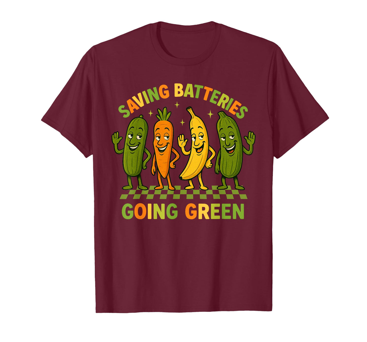 Saving Batteries Going Green Funny Vegetable Humor T-Shirt