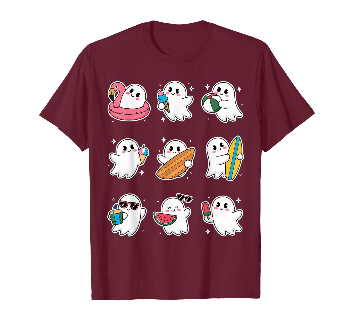 Happy Summerween Summer Halloween Ghost Women Boy Girl Kids T-Shirt