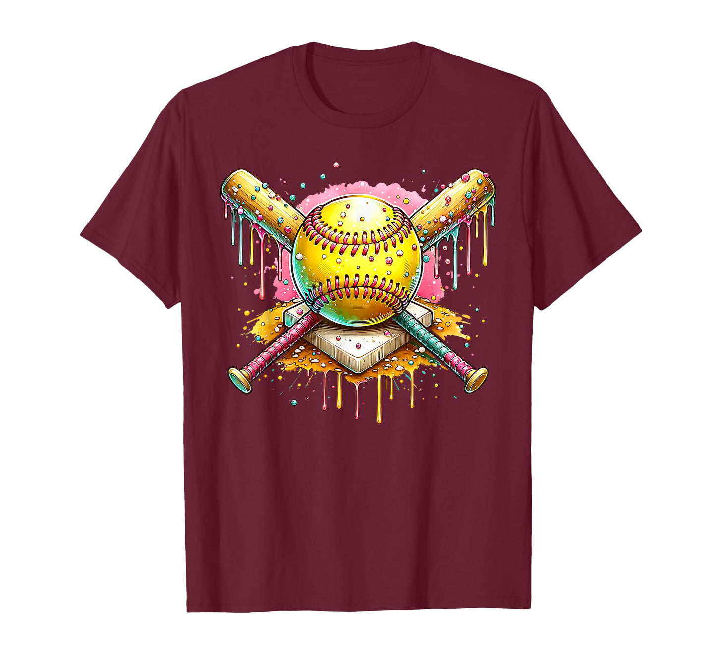 Softball Home plate Ice Cream Drip Sport Team Ice Cream Drip T-Shirt