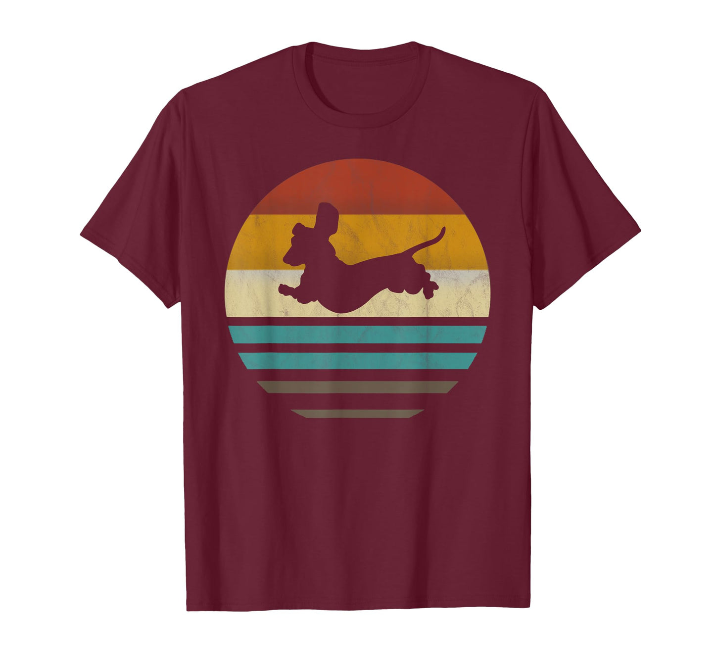 Dachshund Vintage Silhouette 60s 70s Retro Grunge Dog Lover T-Shirt for Men Women Girls Kids