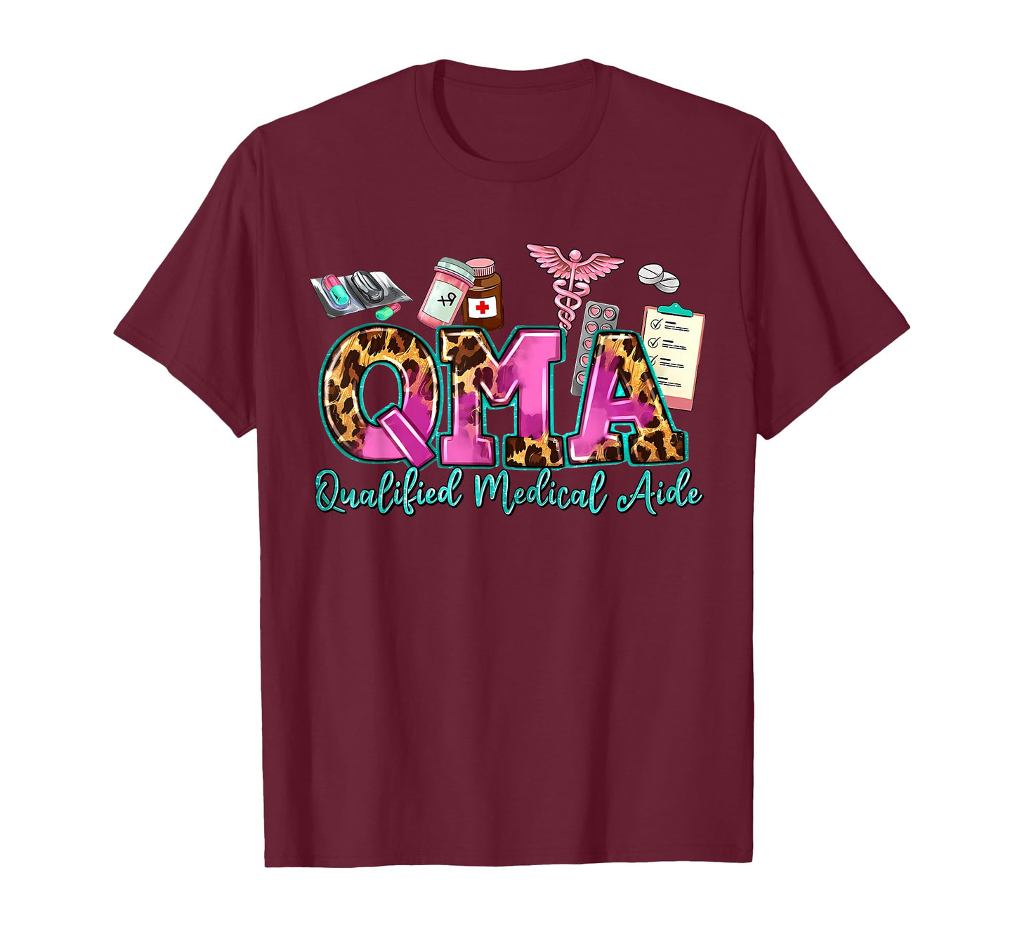QMA Leopard Western Qualified Medication Aide Graduation T-Shirt