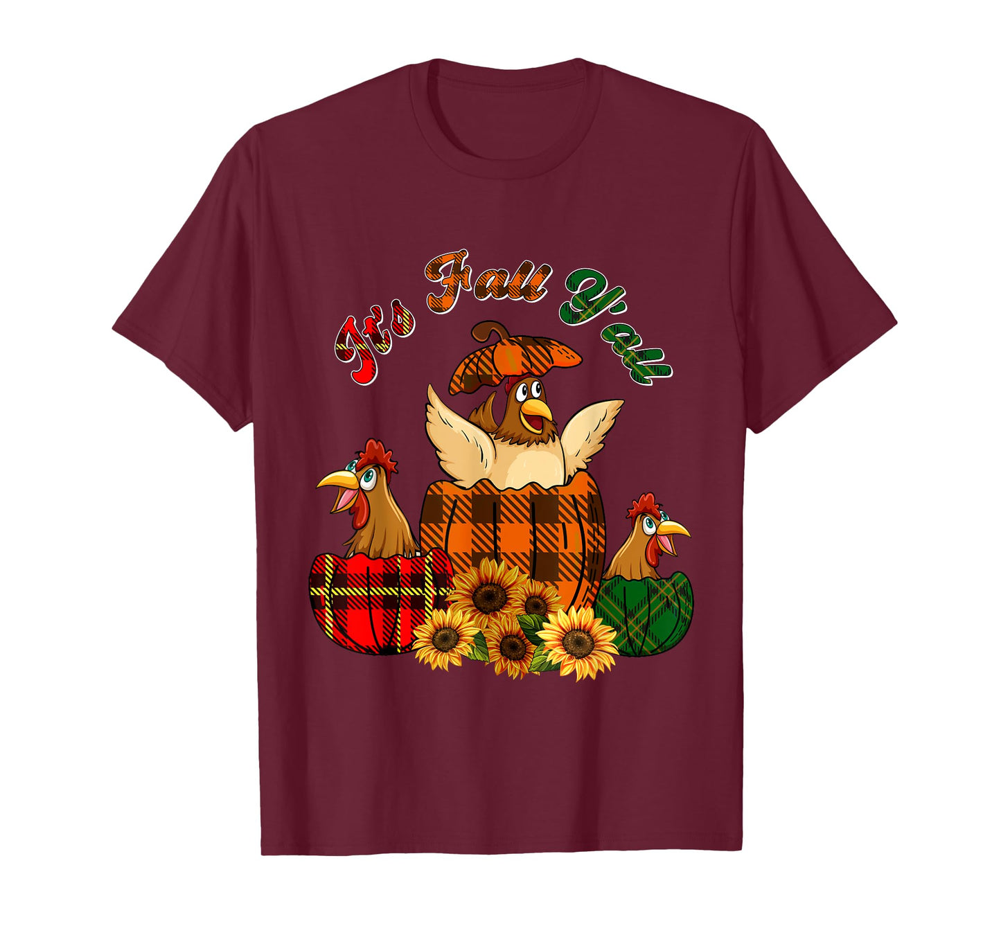 It's Autumn Y'all Thanksgiving Chickens Inside Fall Pumpkins T-Shirt