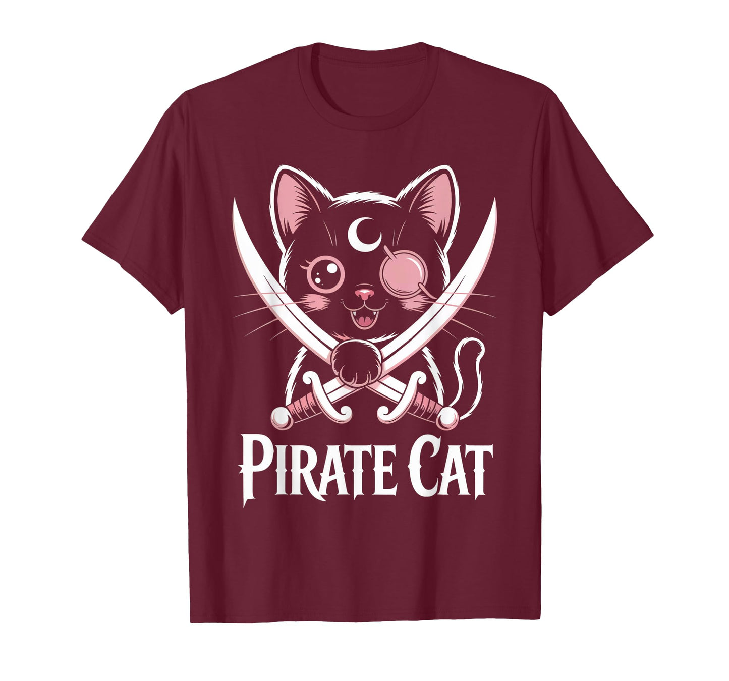 Pirate Black Cat Cute Kawaii Goth Girl Clothes Pink Goth T-Shirt