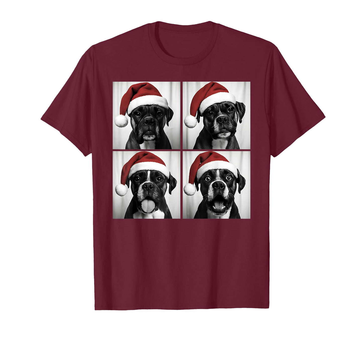 Funny Christmas Boxer Dog Santa Photo Booth T-Shirt