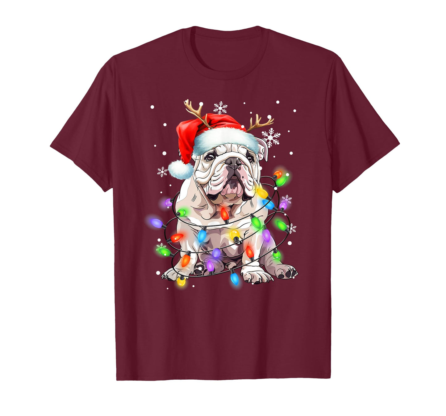 English Bulldog Dog Christmas Sweater Pet Xmas Lights T-Shirt