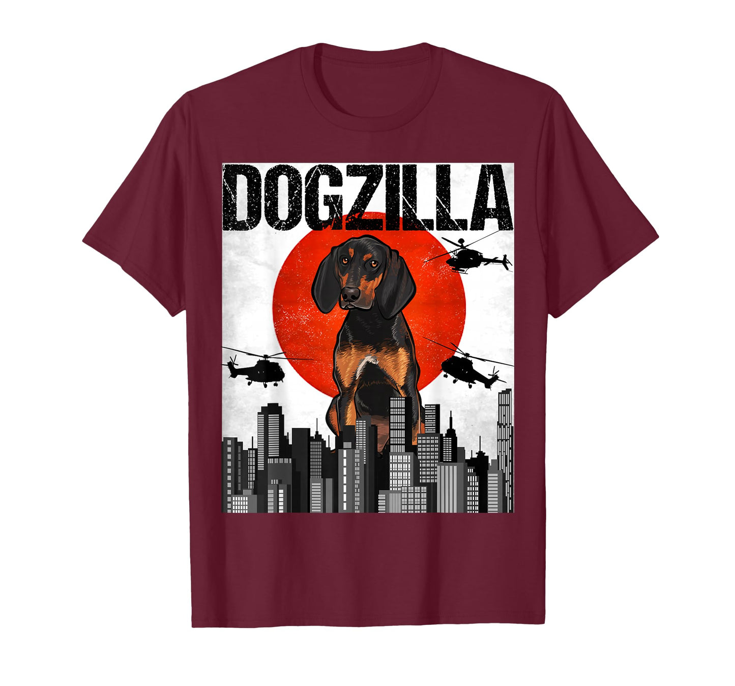 Funny Vintage Japanese Dogzilla Black and Tan Coonhound T-Shirt