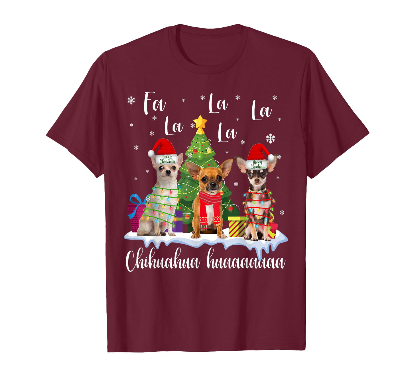 chihuahua dog xmas fa la la la funny ugly christmas sweater T-Shirt