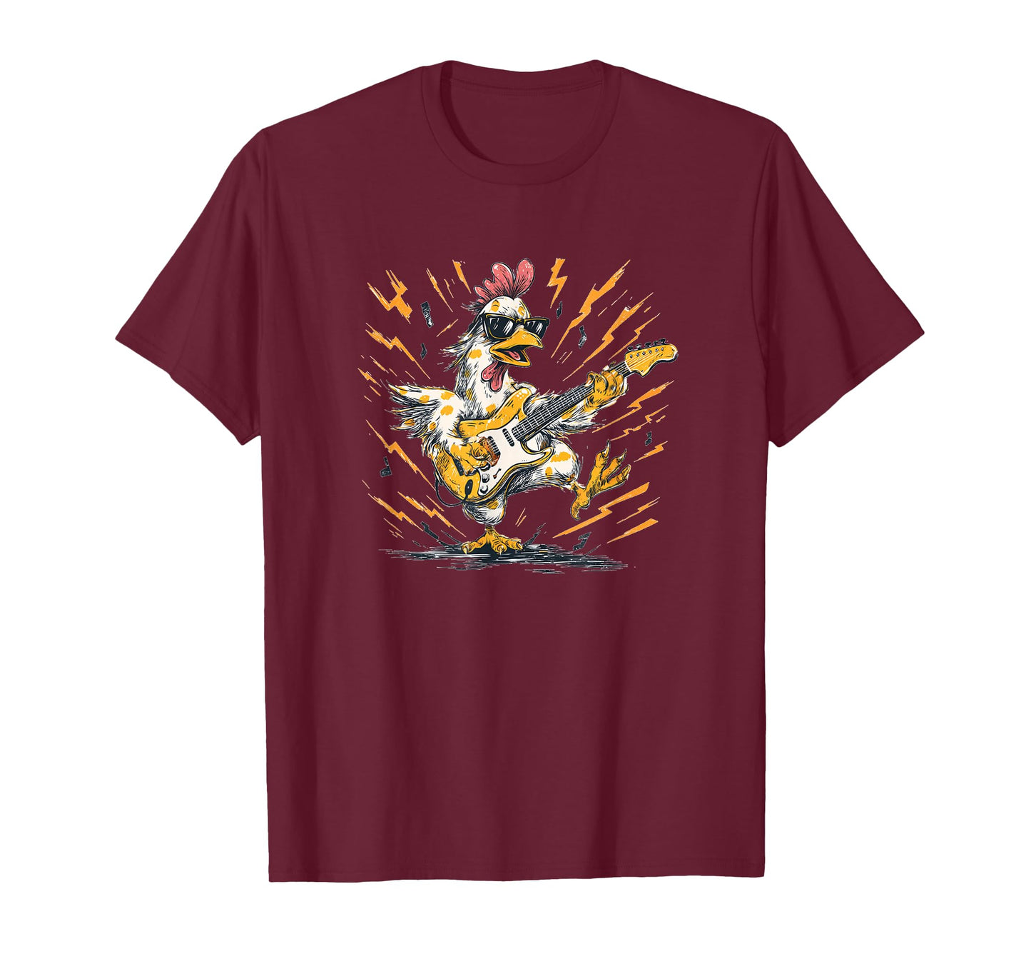 Rocking Electric Guitar Chicken with Cool Sunglasses T-Shirt