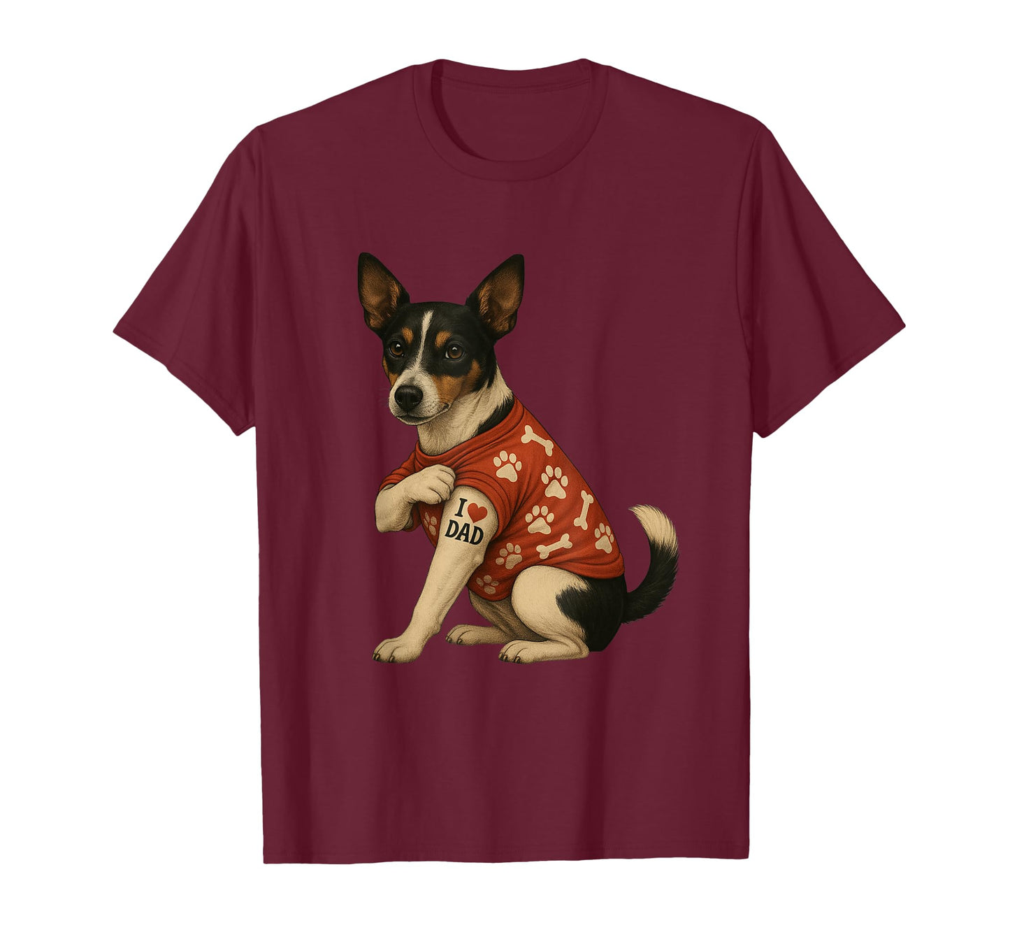 Funny I Love Dad Tattoo Rat Terrier Dad T-Shirt