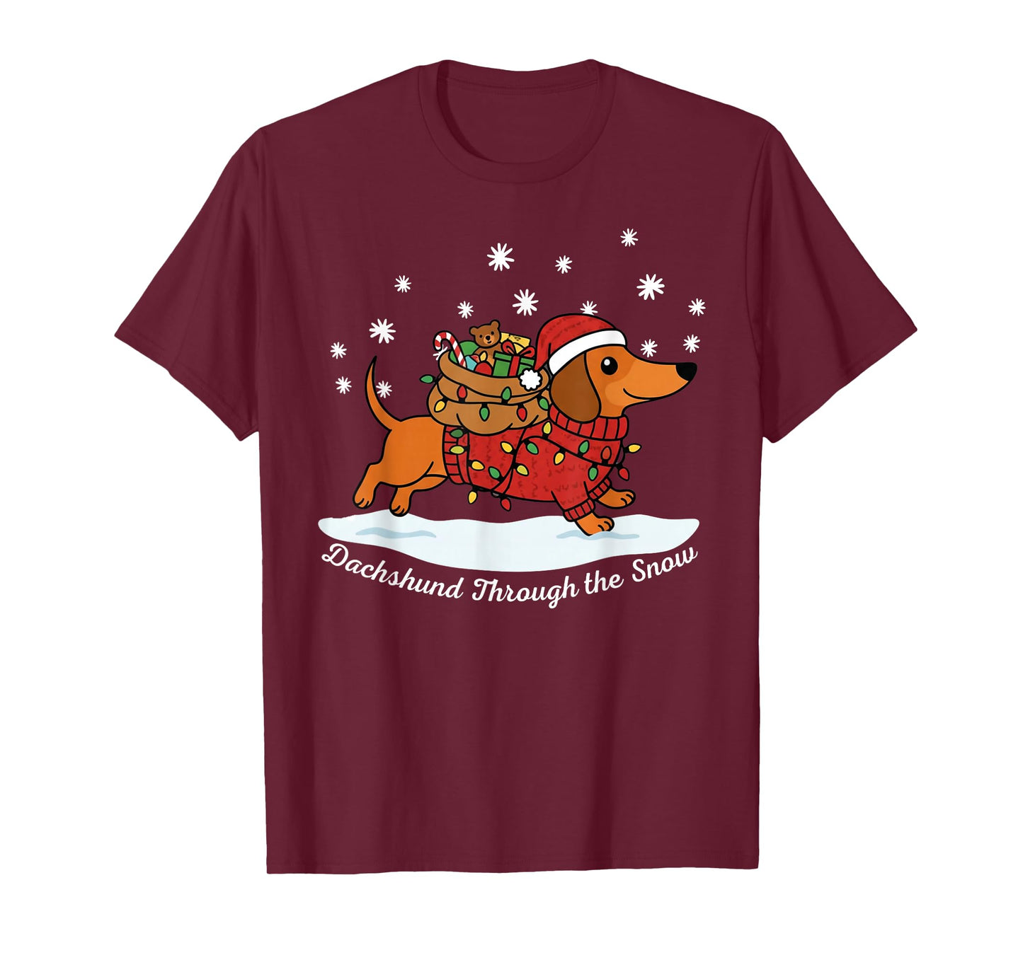 Dachshund Through The Snow | Funny Christmas Dog Lover T-Shirt