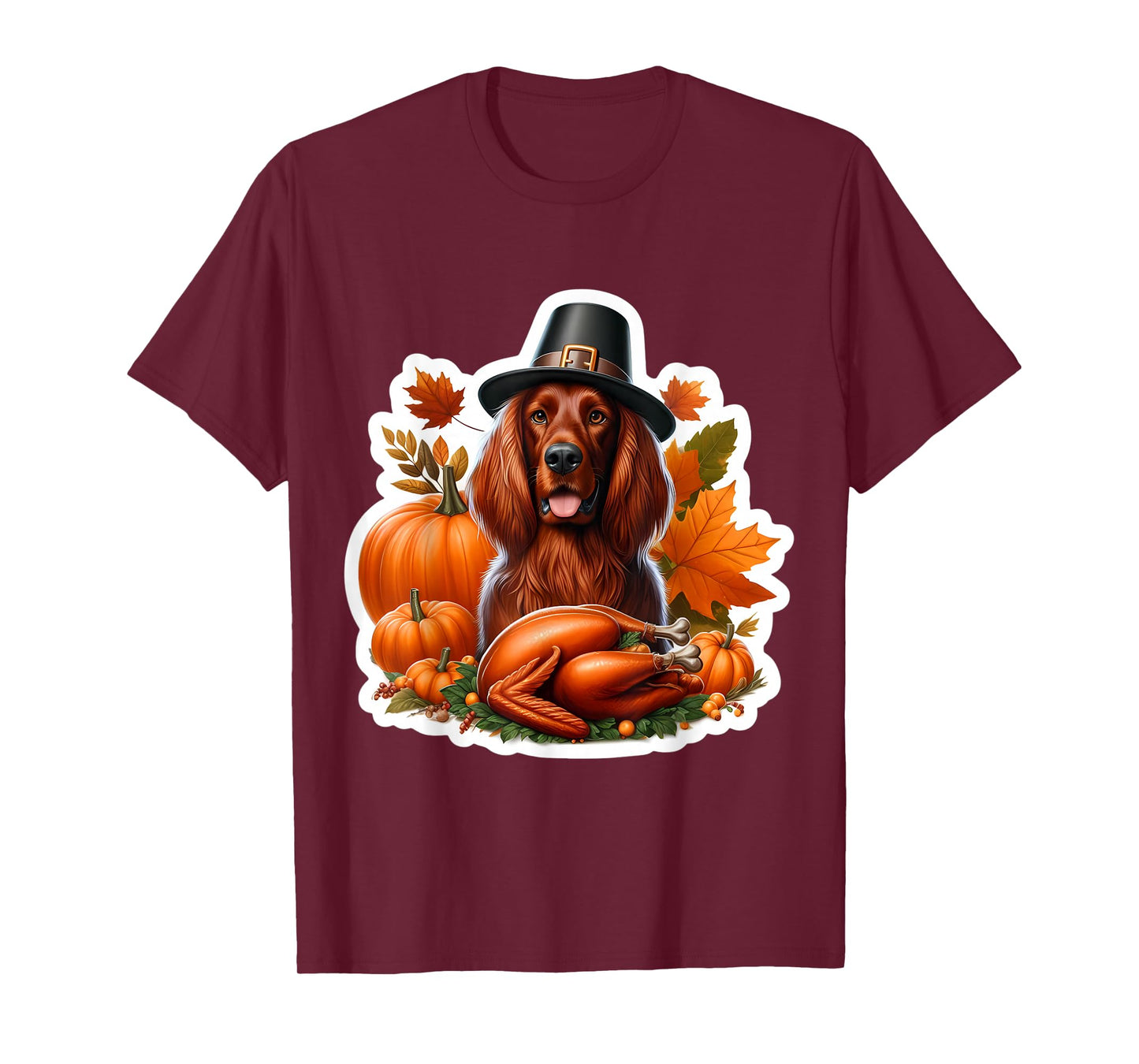 Thanksgiving Irish Setter Dog Owner Lover Funny Turkey Cute T-Shirt