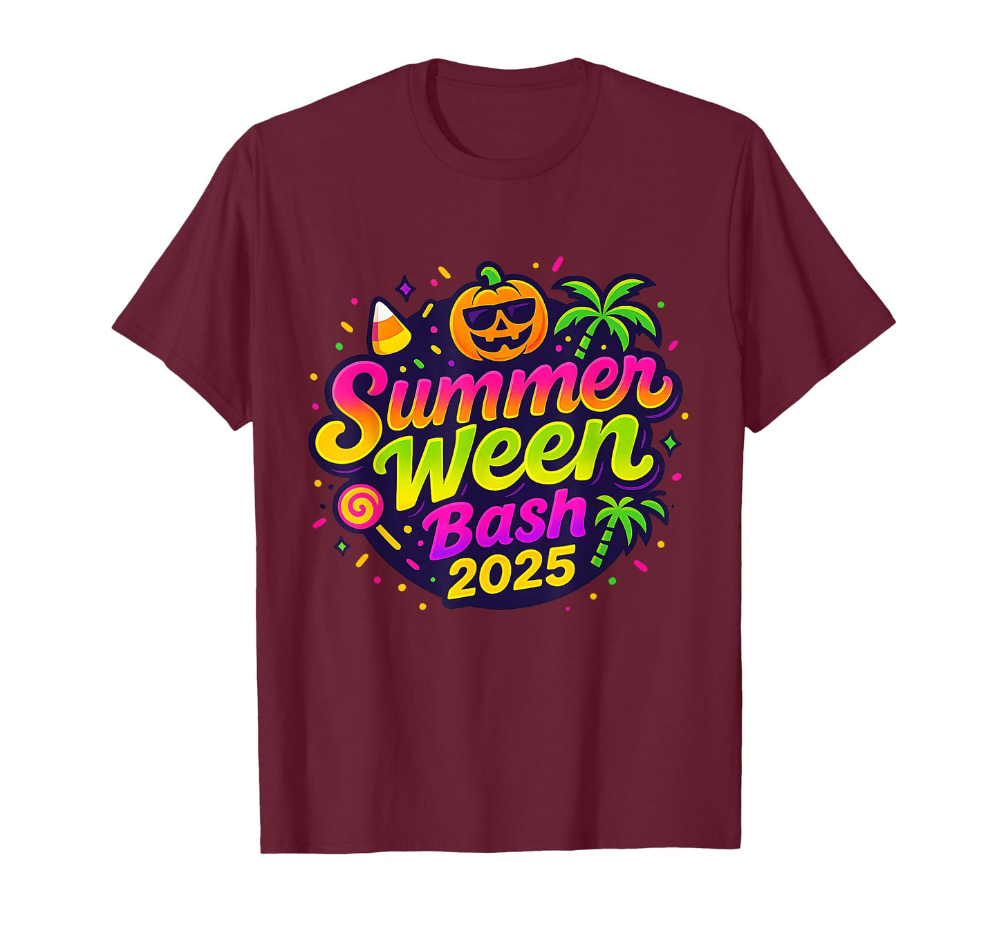 SummerWeen Bash 2025 Skeleton Beach Party Halloween Vibes T-Shirt