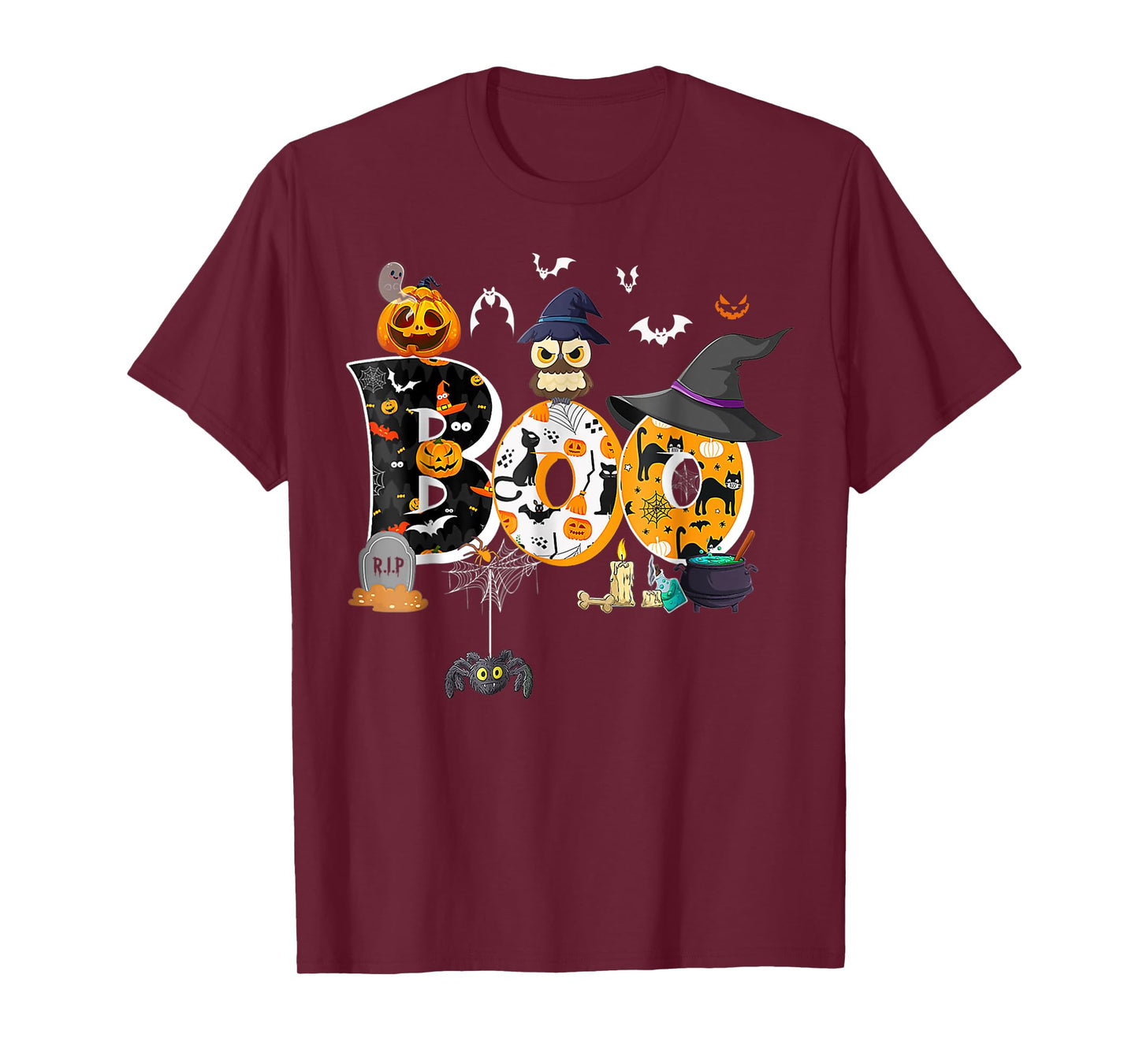 Boo Creepy Owl Pumpkin Ghost Funny Halloween Costume T-Shirt