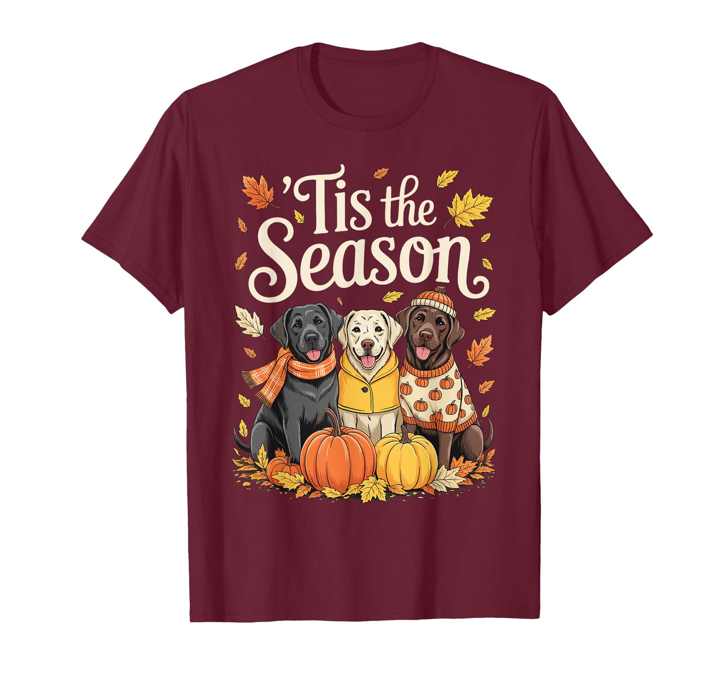 Tis The Season Labrador Retriever Fall Autumn Pumpkin Dog T-Shirt