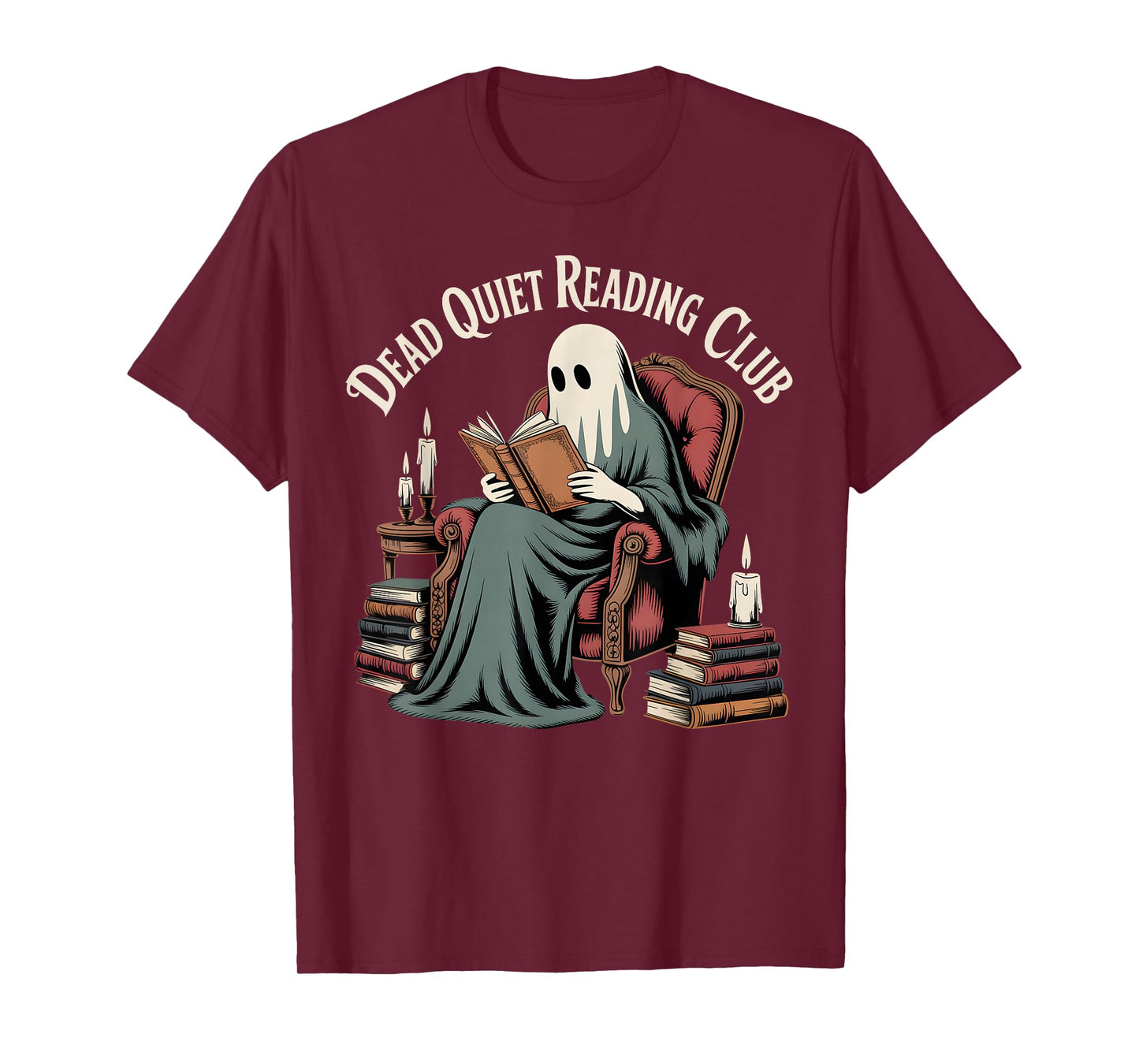 Vintage Librarian Spooky Ghost Reading Halloween Book Lovers T-Shirt