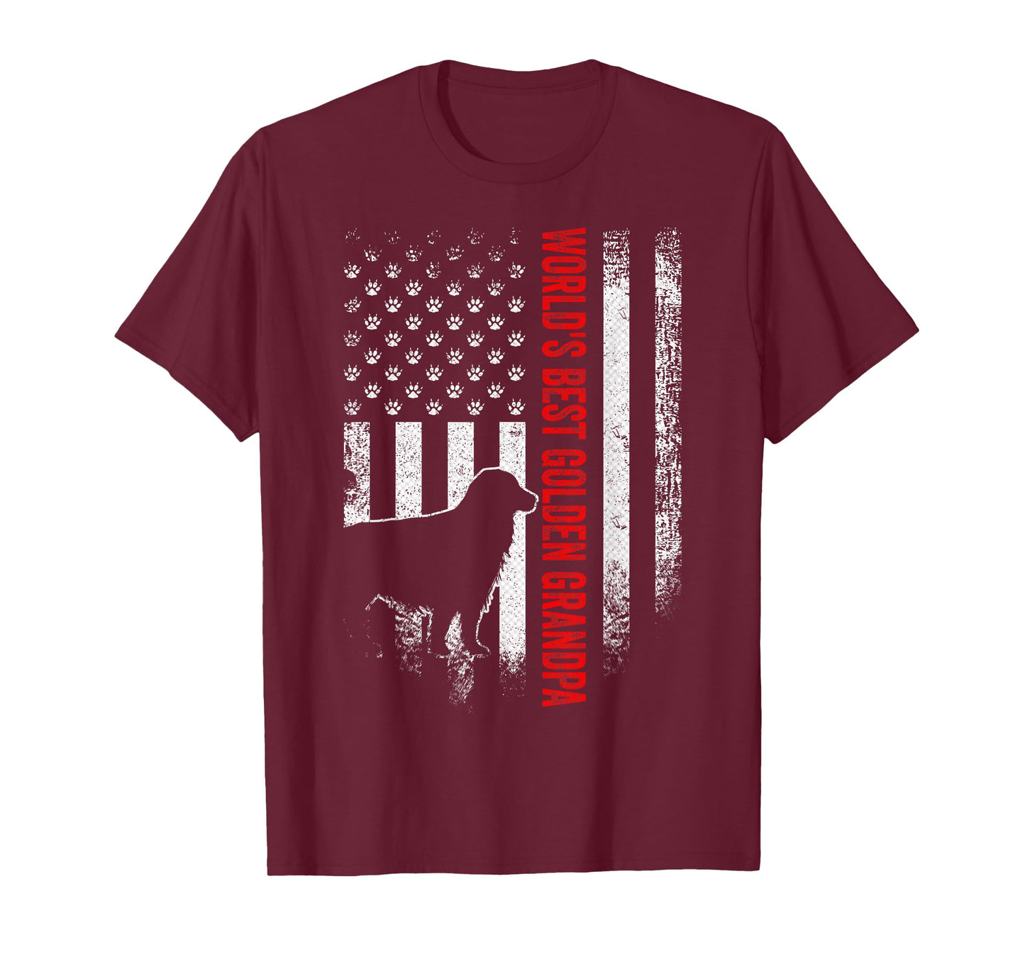 Vintage American Flag World's Best Golden Retriever Grandpa Women Men T-Shirt