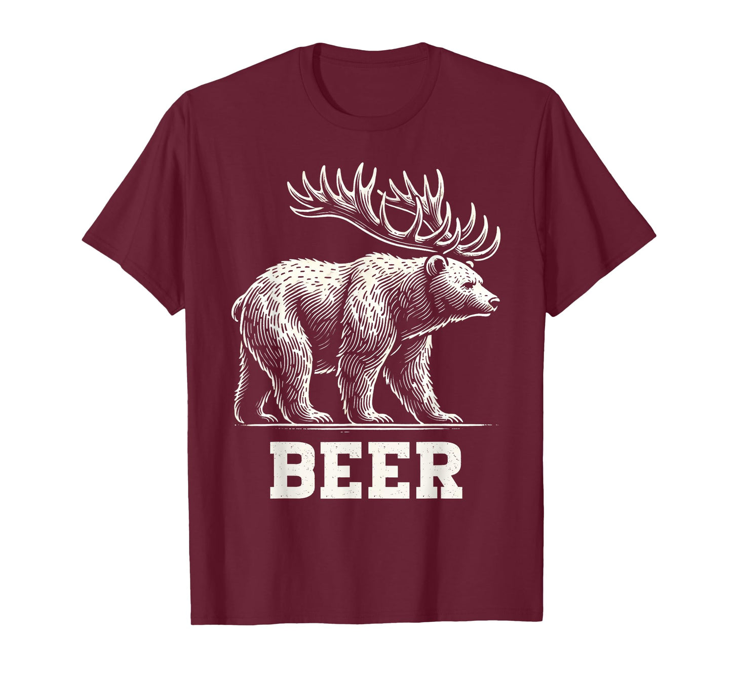 Funny Beer Lover Bear Deer Beer Drinking Animal Humor T-Shirt