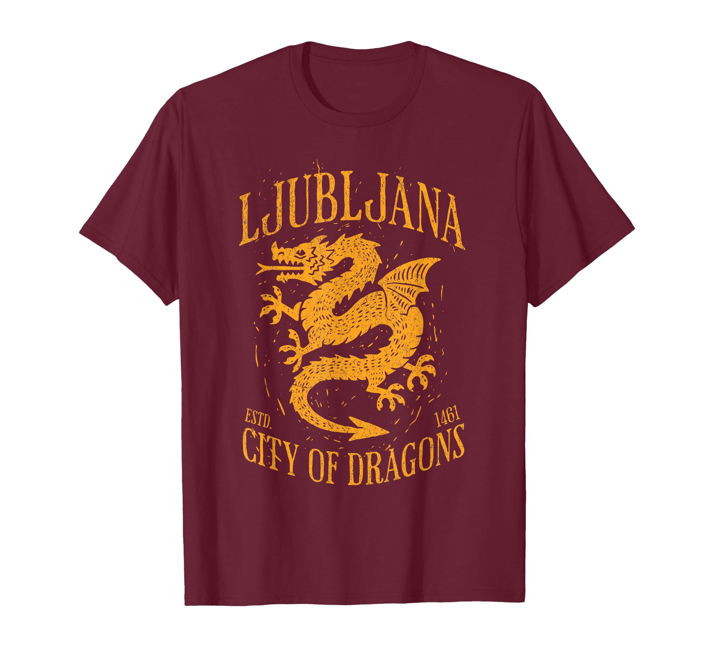 Ljubljana Slovenia Est 1461 City of Dragons Vintage Grunge T-Shirt