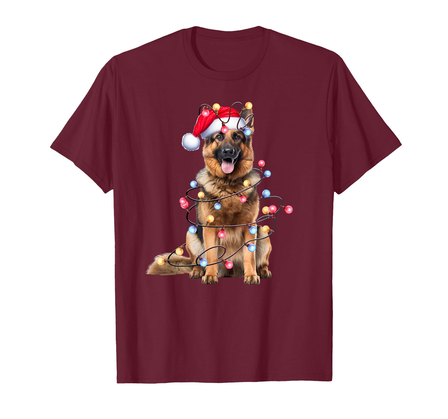 German Shepherd Dog Christmas Lights Xmas T-Shirt