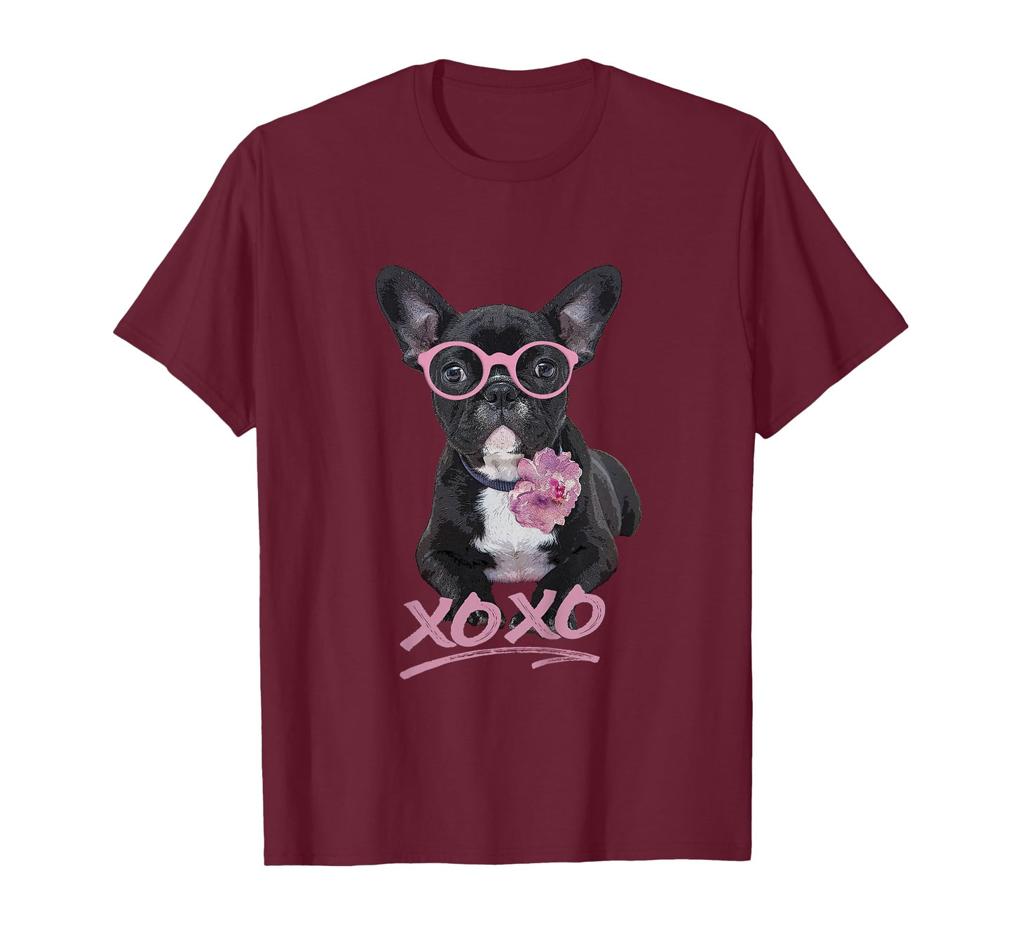 French Bulldog T-Shirt for Toddlers & Kids, Peony Glasses XO T-Shirt