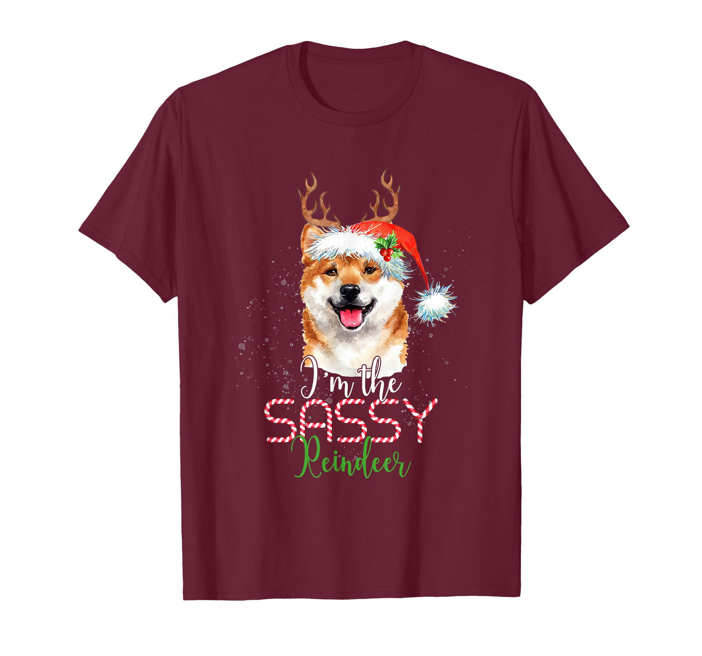 Shiba Inu Christmas I'm The Sassy Reindeer Dog Lover T-Shirt