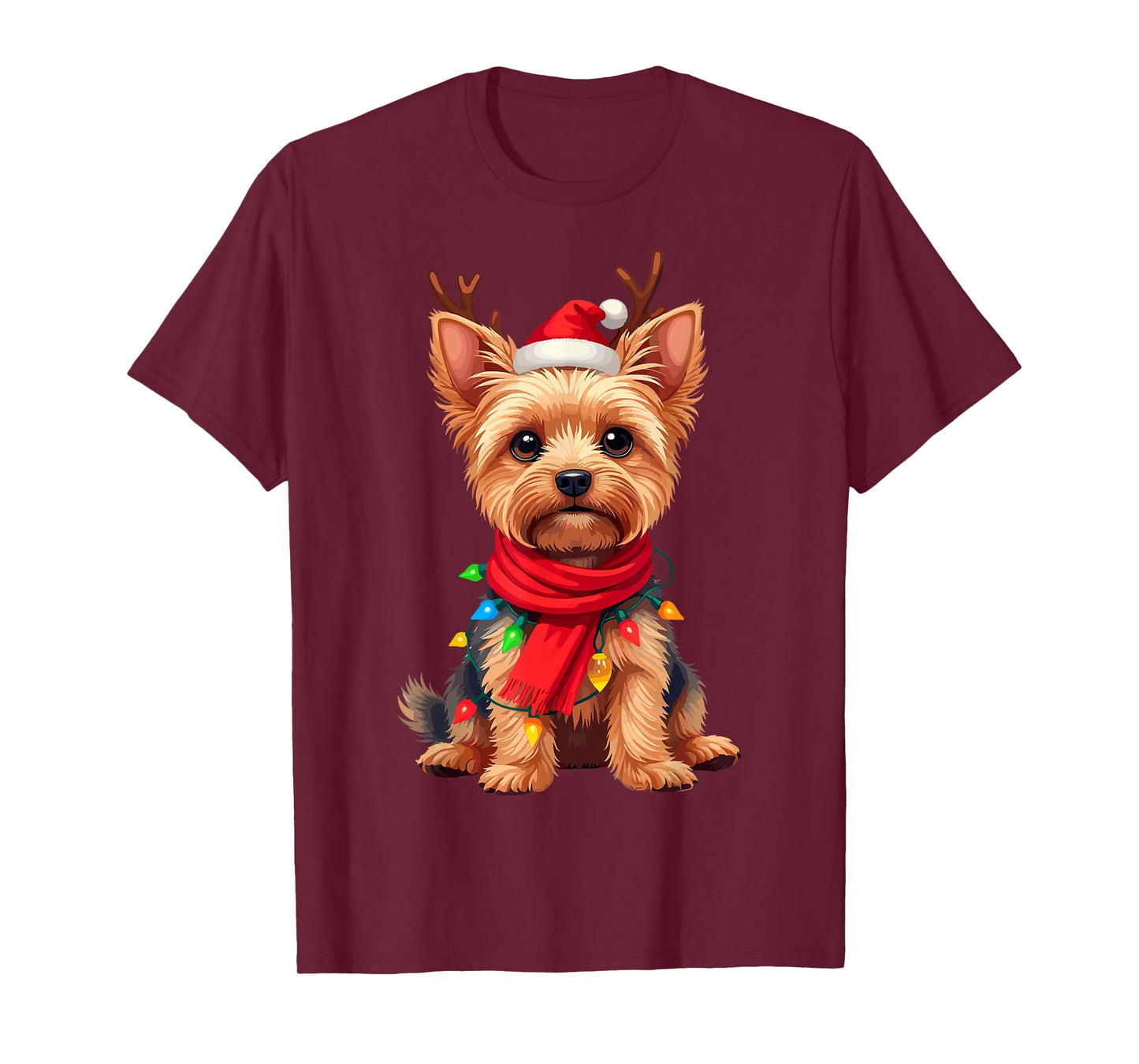 Yorkshire Terrier Santa Reindeer Christmas Yorkie Dog Lover T-Shirt