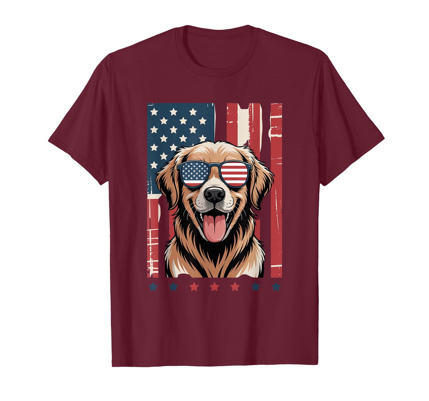 American Flag Golden Retriever 4th of July T-Shirt