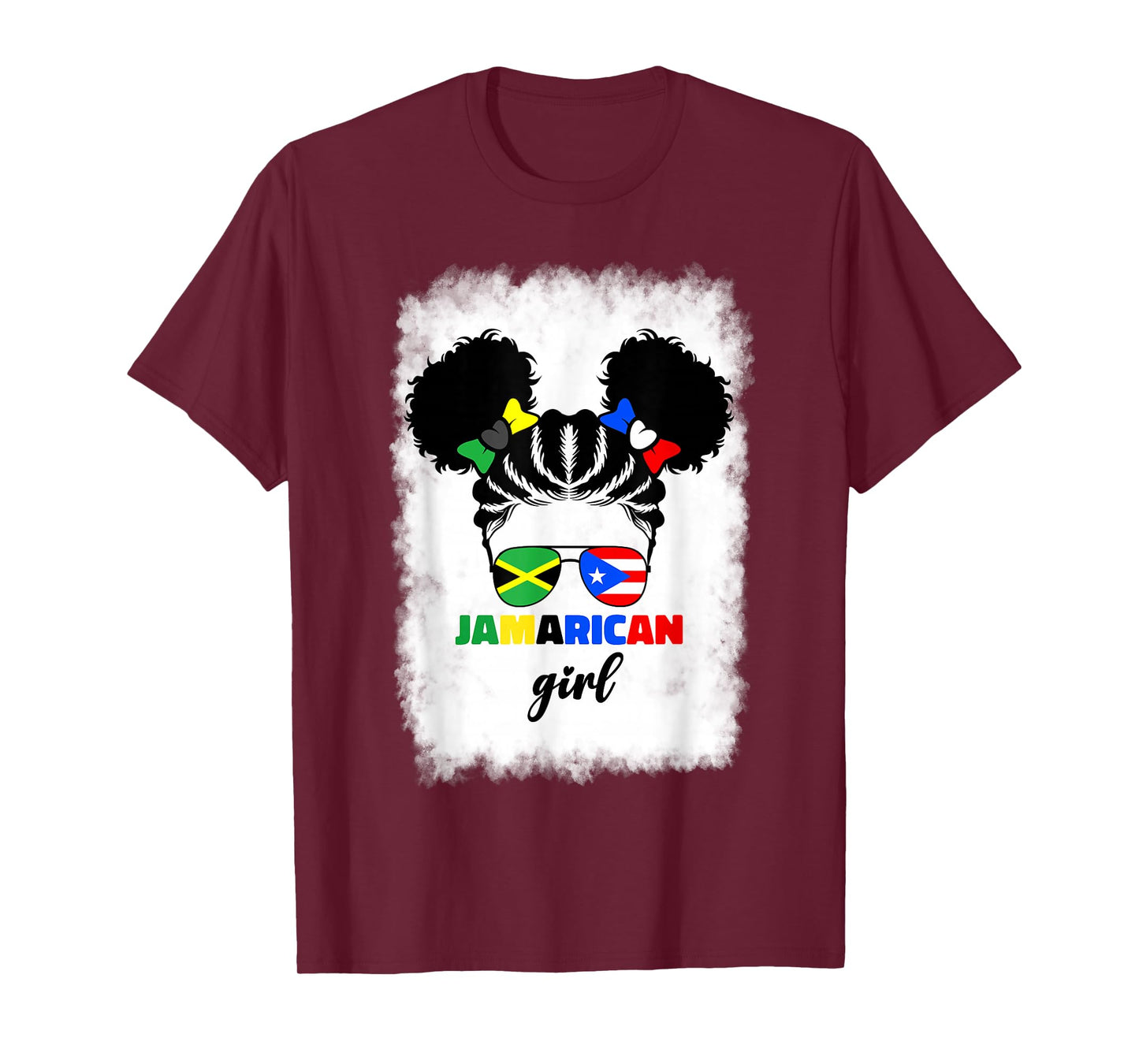 Half Jamaican And Puerto Rican Rico Jamaica Flag Kids Grils T-Shirt