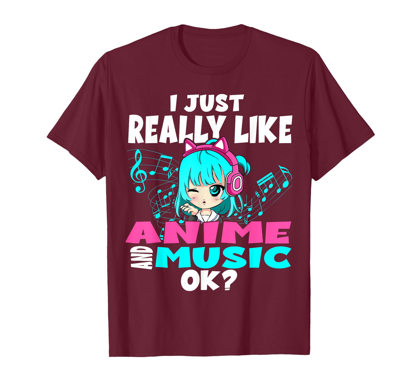 Anime and Music Kawaii Chibi Graphic Teen Anime Girl T-Shirt