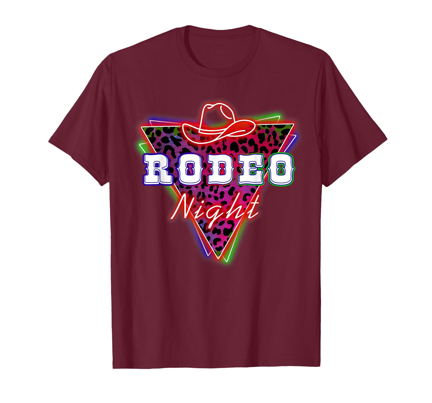 Rodeo Night Leopard Neon Cowboy Hat T-Shirt