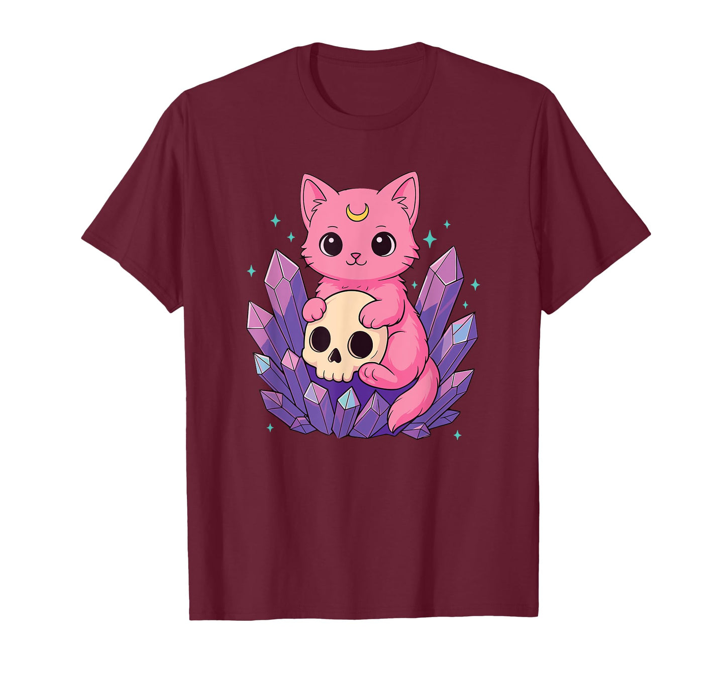 Kawaii Pastel Goth Cute Creepy Cat Bat Skeleton T-Shirt for Men Women Kids