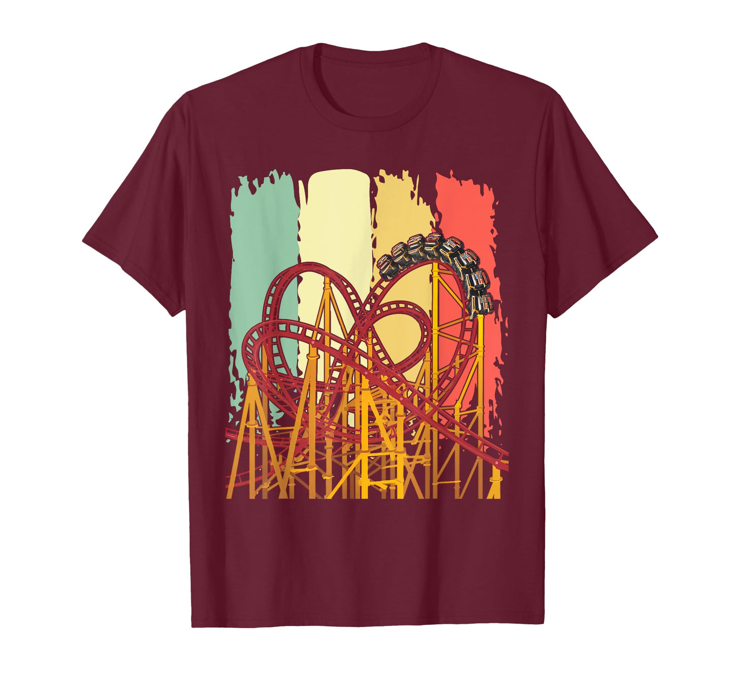 Roller Coaster Lover Gift Co. Retro Roller Coaster T-Shirt - Unisex-Adults/Kids - Black - Small - Short Sleeve - Classic Fit - Cotton Blend - Machine Wash