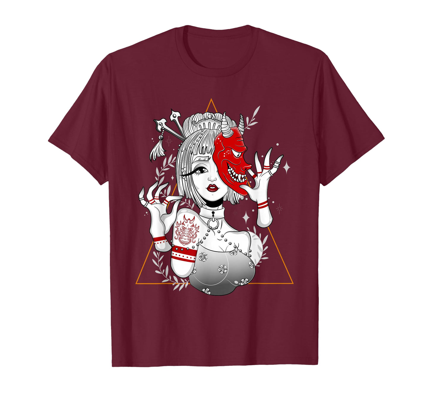 Japanese Demon Culture Samurai Geisha Girl Hannya Gift Tee T-Shirt